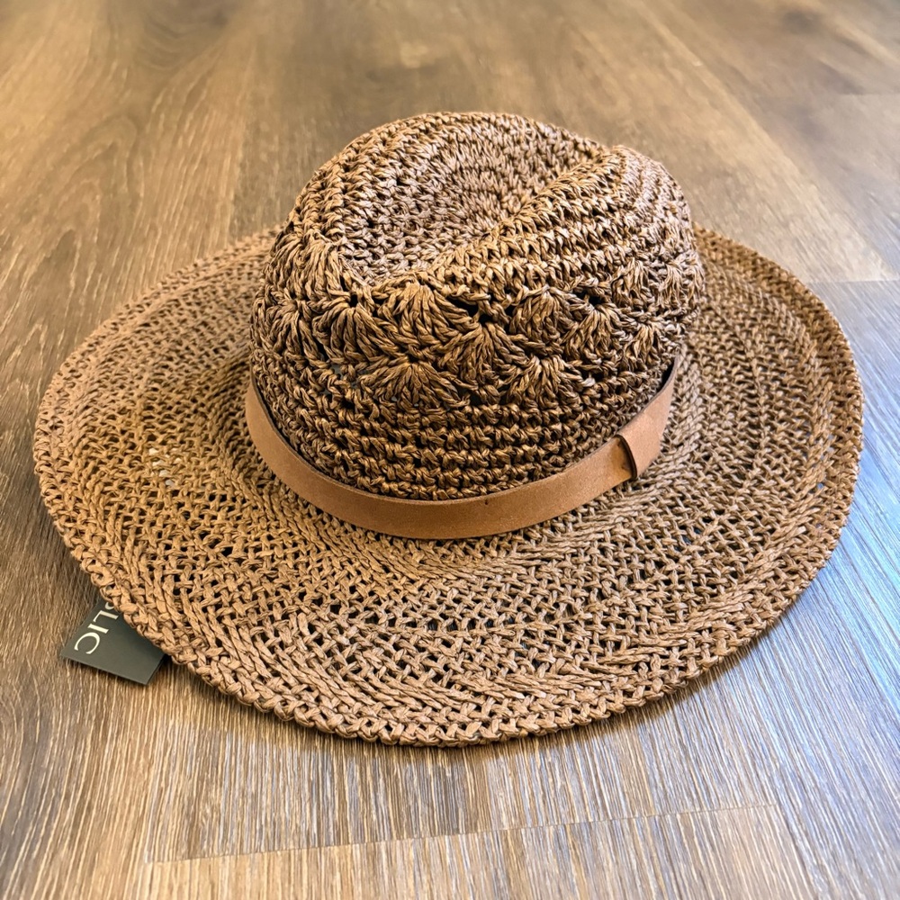 NWT Banana Republic Raffia Straw Cowboy Sun Hat Brown S/M Summer Boho Beach New